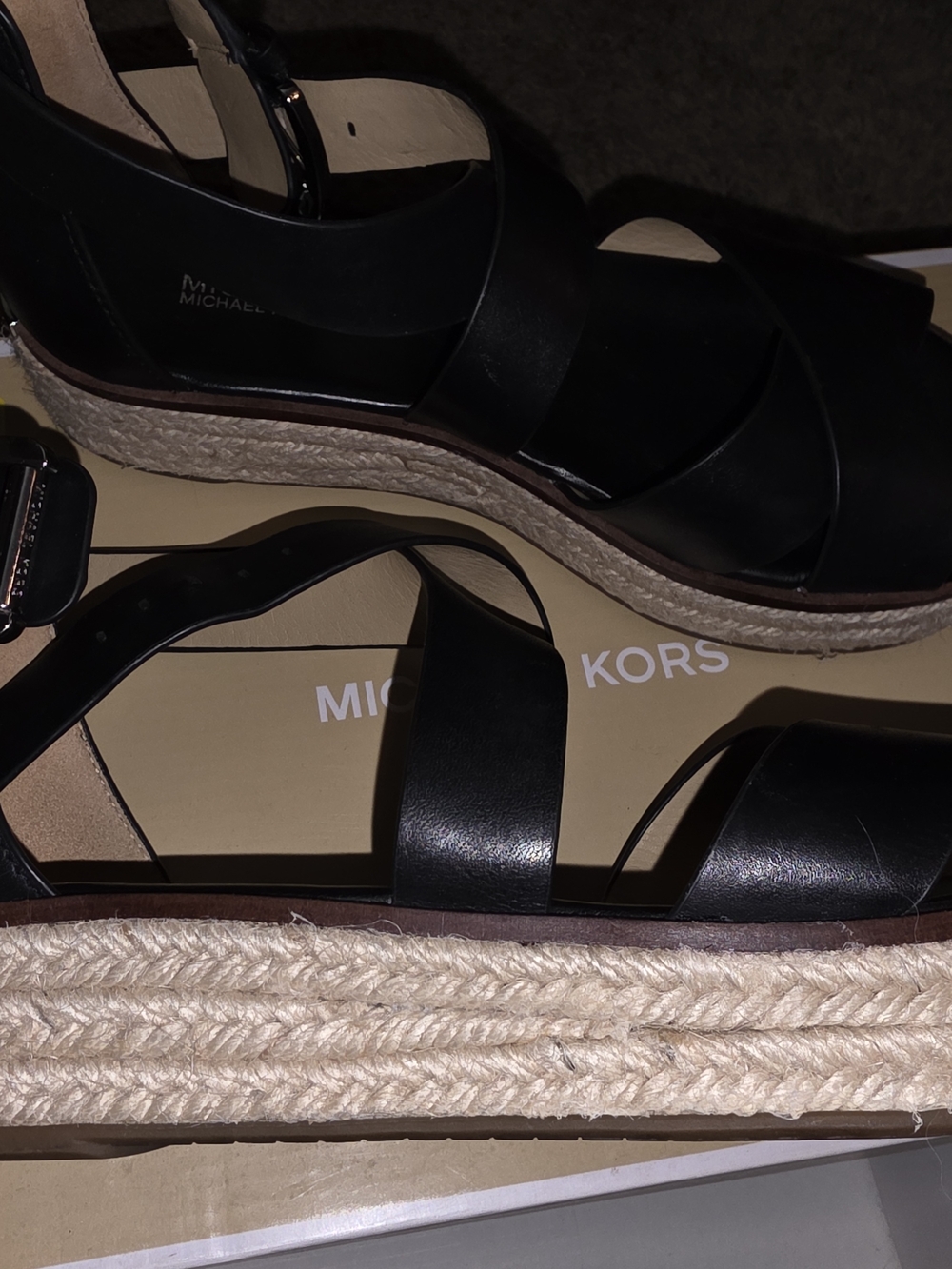 Michael Kors Black Strappy Wedge Sandals - Picture 5 of 7
